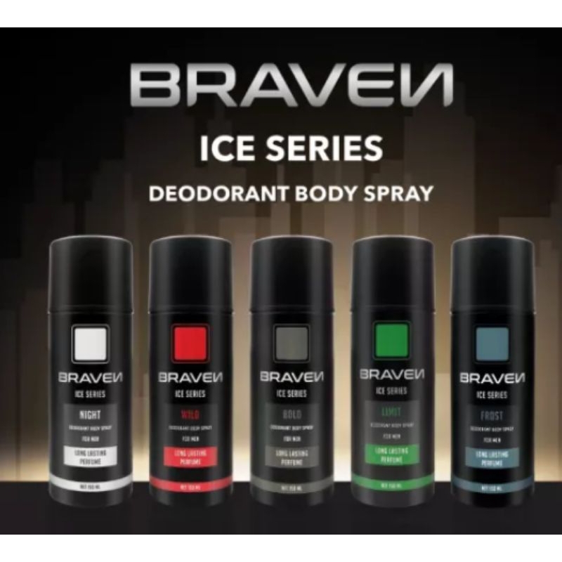 Braven Body Spray Deodorant Ice Series 150ml | Parfum Pria