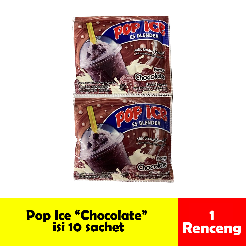 

Pop Ice Drink Powder Es Kemasan Renceng All Variant Chocolate / Vanilla Blue / Mango / Kacang Hijau