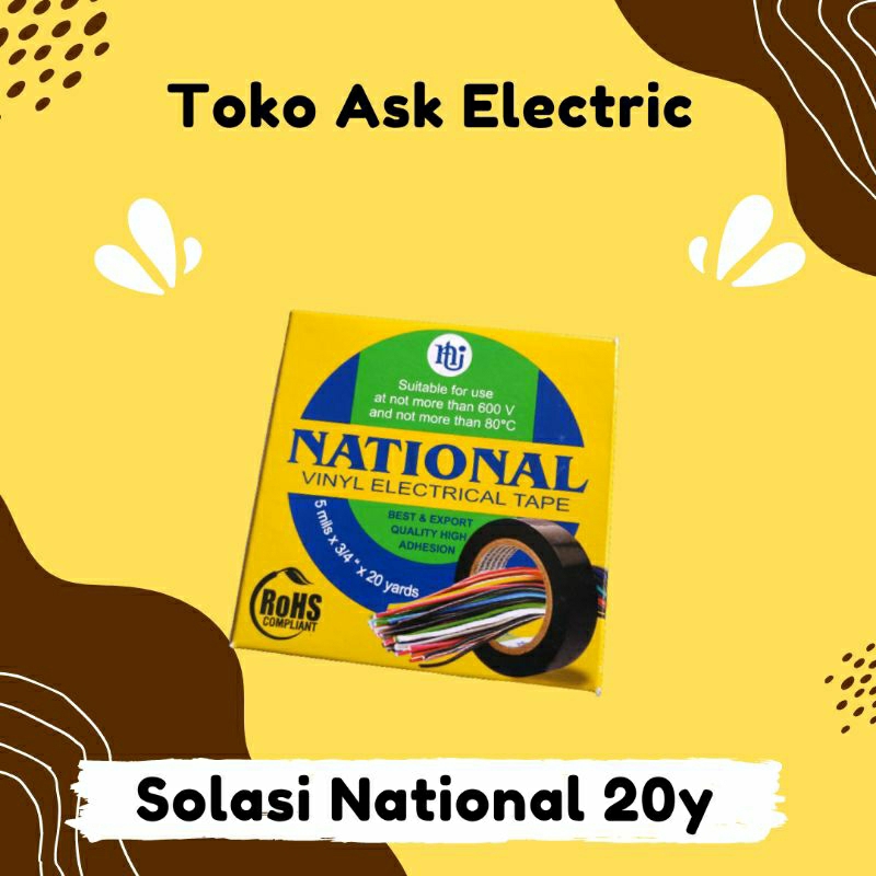 Isolasi National Solasi National 20Y Original/Solasi Listrik/Isolasi Hitam/Solasi Warna/Solasi Buku/