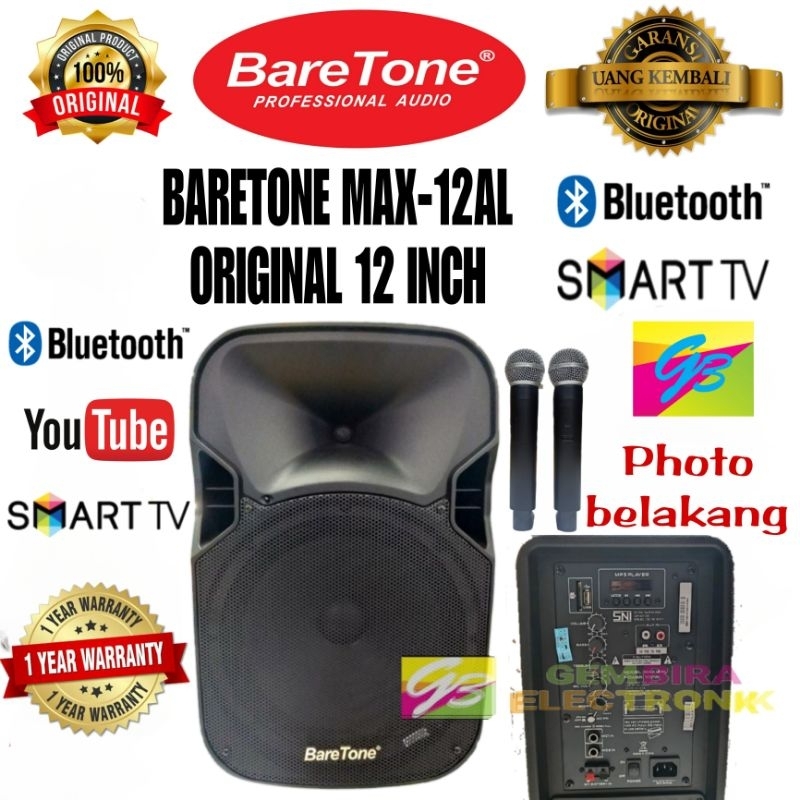 Speaker Portable Baretone 12 inch Bluetooth Original Speker