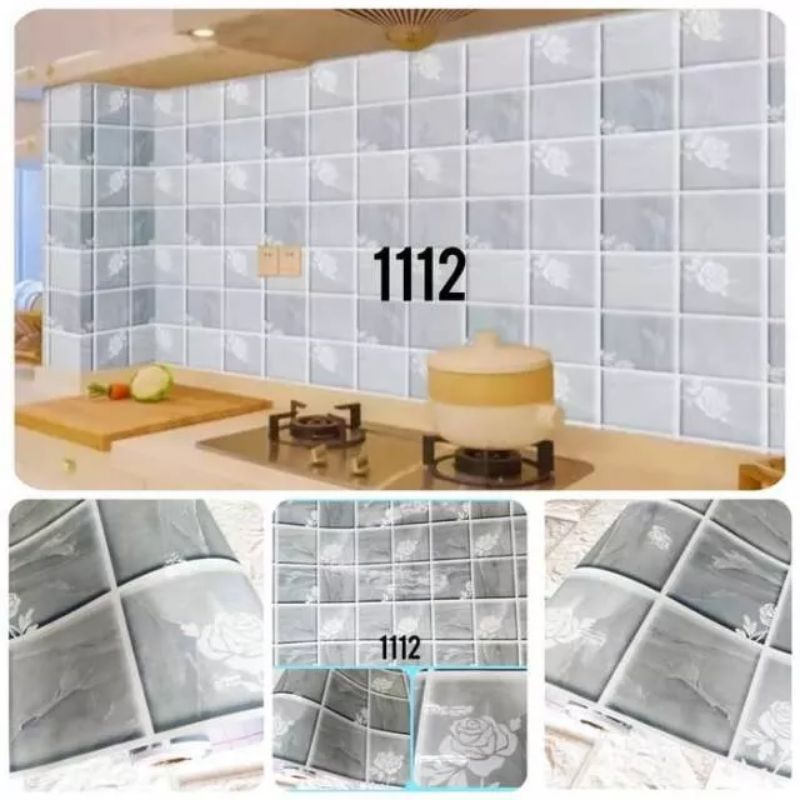 Wallpaper Sticker Dinding Dapur Kamar Mandi Motif Bunga Kode 1112
