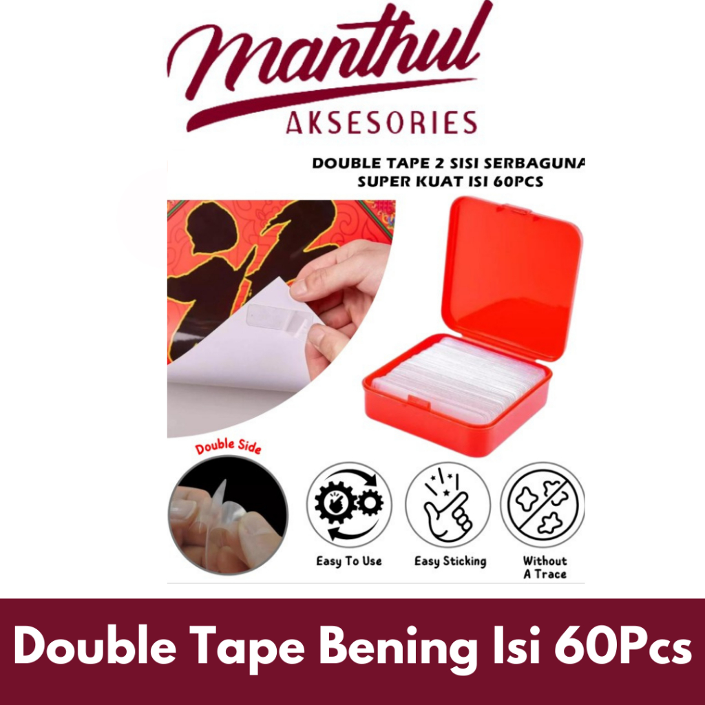 

Double Tape Bening Dua Sisi Isi 60Pcs/Box