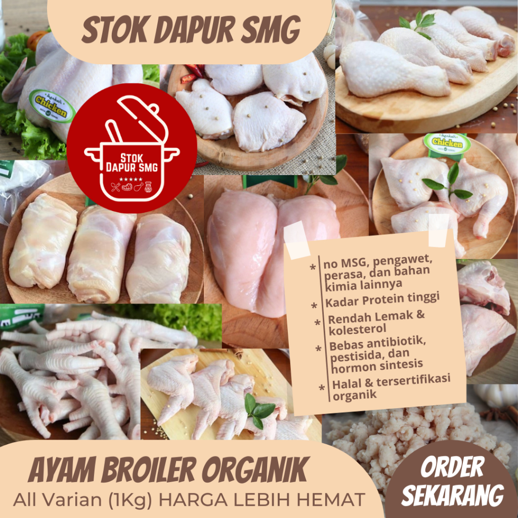 

Berkah Chicken Ayam Broiler Prebiotik Organik Fresh Frozen / Segar Beku Kemasan 1kg