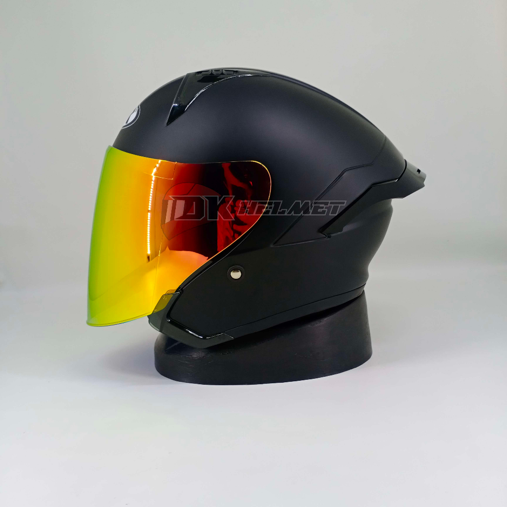 Helm Half Face DYR Subaru Solid Black Doff Paket Ganteng Sticker KYT Original bukan NFJ Solid Black 