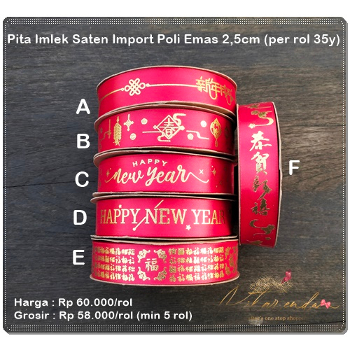 

GIMLK-298 : Pita Imlek Saten Import Poli Emas 2,5cm (per rol 35y)