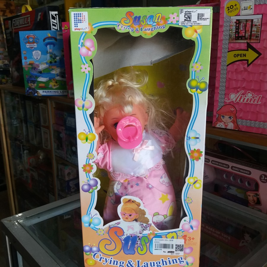 mainan boneka susan crying laughing