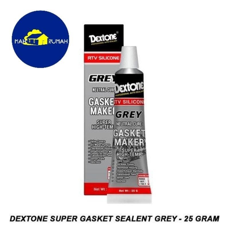 Lem Silikon GREY Lem Paking Mesin Pompa Knalpot Gasket Tahan Panas - DEXTONE GREY 25gr 25 gram