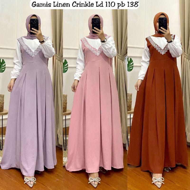 Gamis Dress winka Renda Crinkle