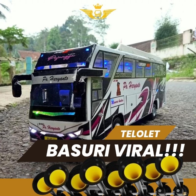 Miniatur Bis PO Haryanto Ungu Putih