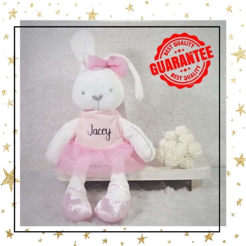 FREE CUSTOM NAMA BONEKA KELINCI RABBIT BUNNY BALERINA | KADO BAYI NEWBORN | KADO LAHIRAN BAYI PEREMP