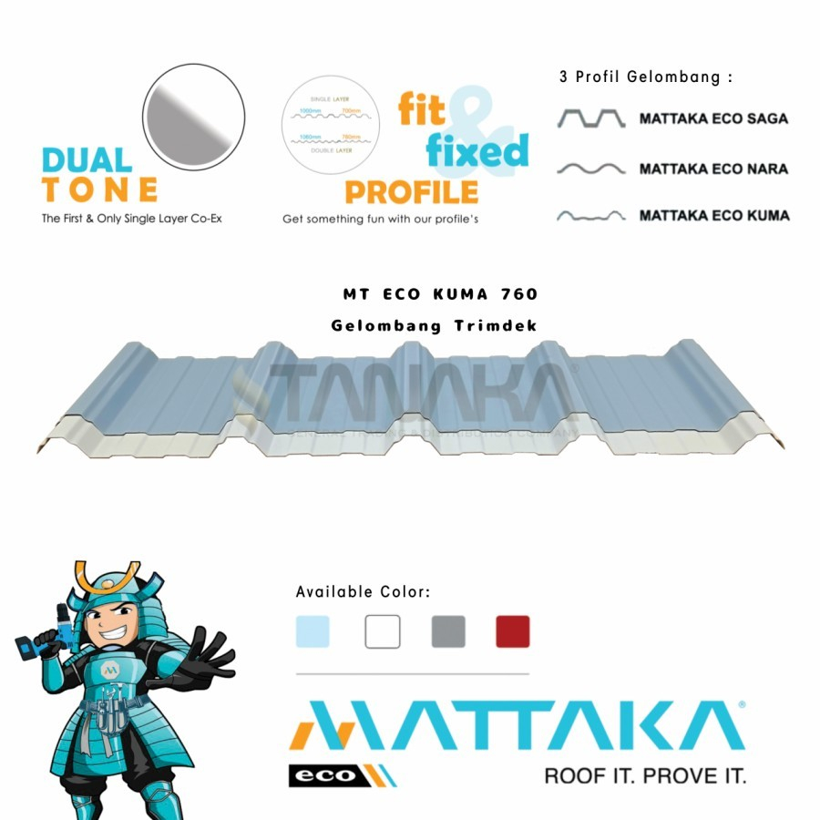 Atap UPVC Single layer Mattaka Eco Kuma 760mm
