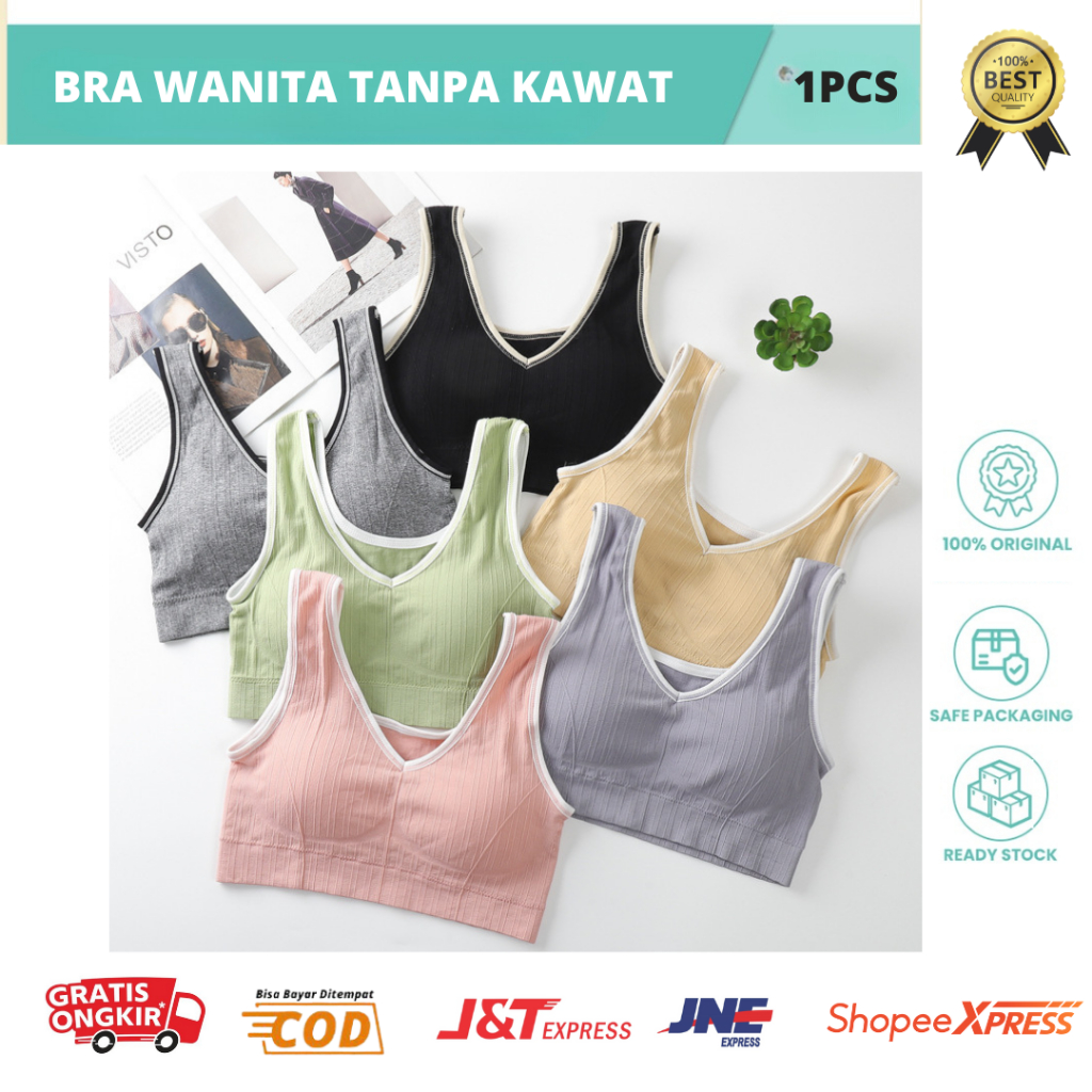 BEAUTIES - Bra Wanita Busa Tebal | Bra Wanita Tanpa Kawat Bahan Halus & Lembut | Bra Sport Wanita 10