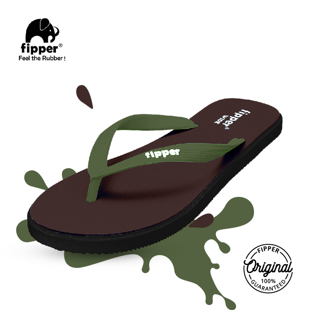 Fipper Wide Brown Havana / Black / Green Army