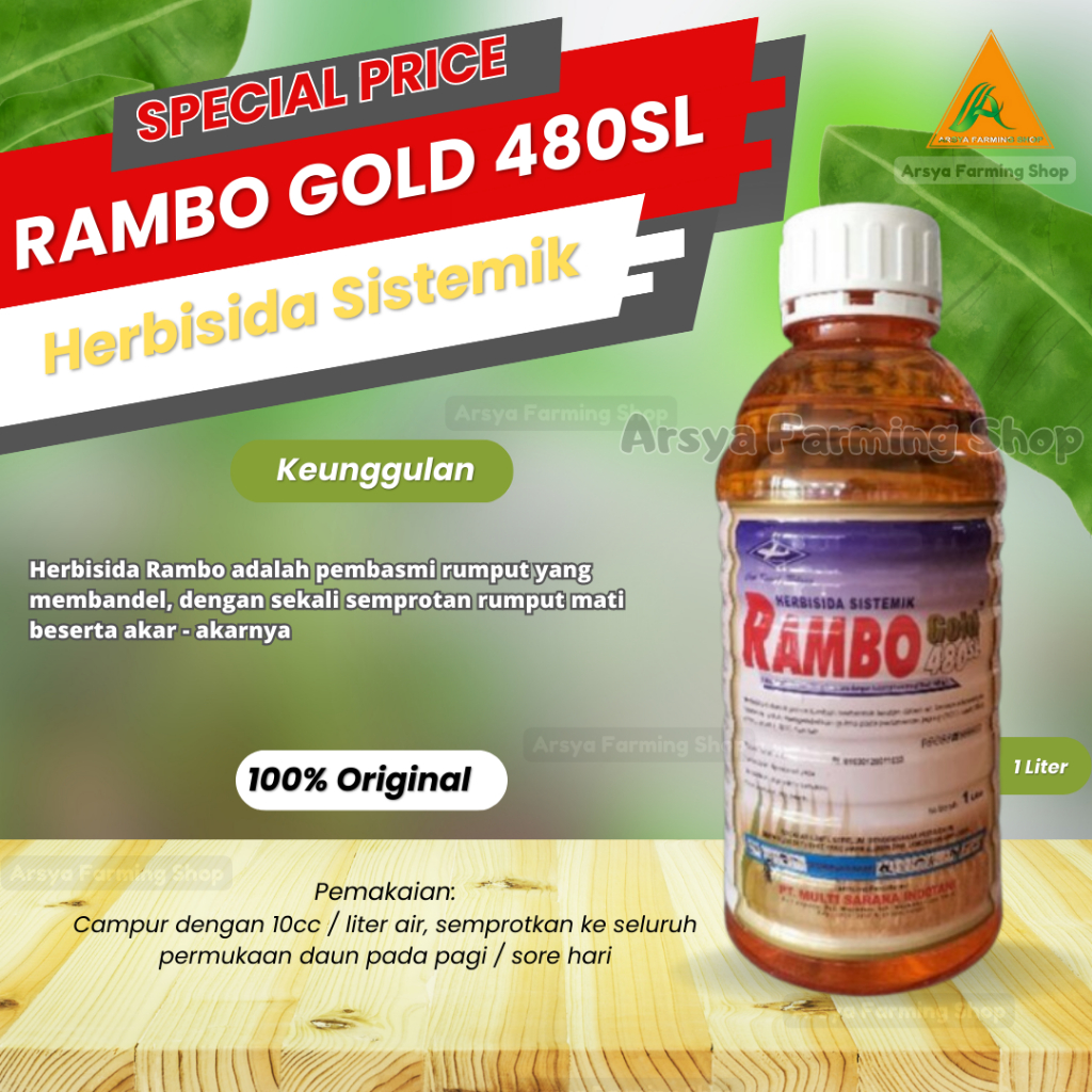 Herbisida Rambo 1 Liter Pengendali Rumput Liar / Gulma Sekelas Roundup