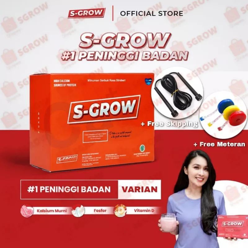 S-GROW susu kalsium murni Kaya Protein dan Zinc