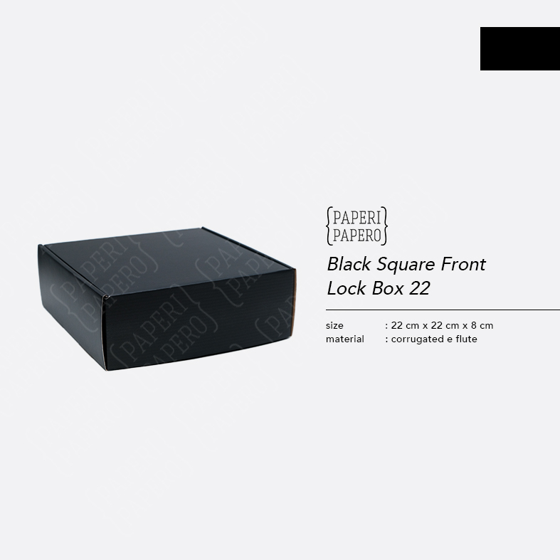 

Black Square Front Lock Box (22 x 22 x 8 cm) - Kotak Hampers Corrugated Hitam (1 pcs)