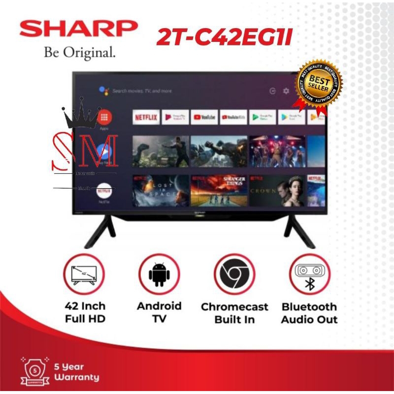 SHARP LED DIGITAL TV 42 inch 42" 2T C42EG1I BERGARANSI