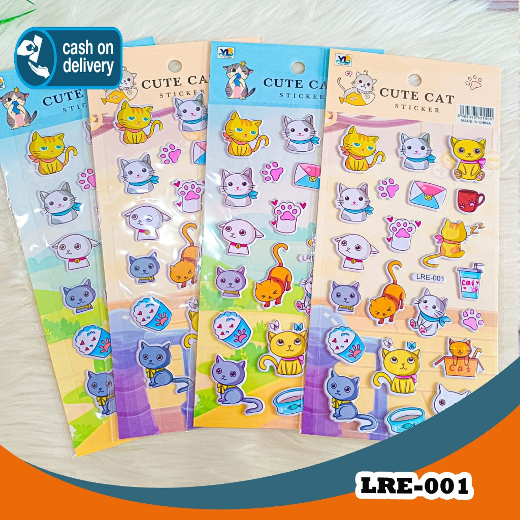 

STIKER TIMBUL 3D CUTE CAT LRE-001 STIKER RANDOM/STIKER KARAKTER ANAK / STIKER MAINAN TEMPEL Daily Manual Cute Pattern Decorative Tape Sticker Gift CRAFT COD