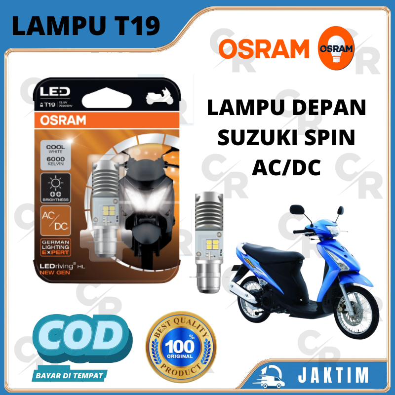 LAMPU BOHLAM DEPAN MOTOR SUZUKI SPIN LED OSRAM T19 AC/DC H6 ORIGINAL