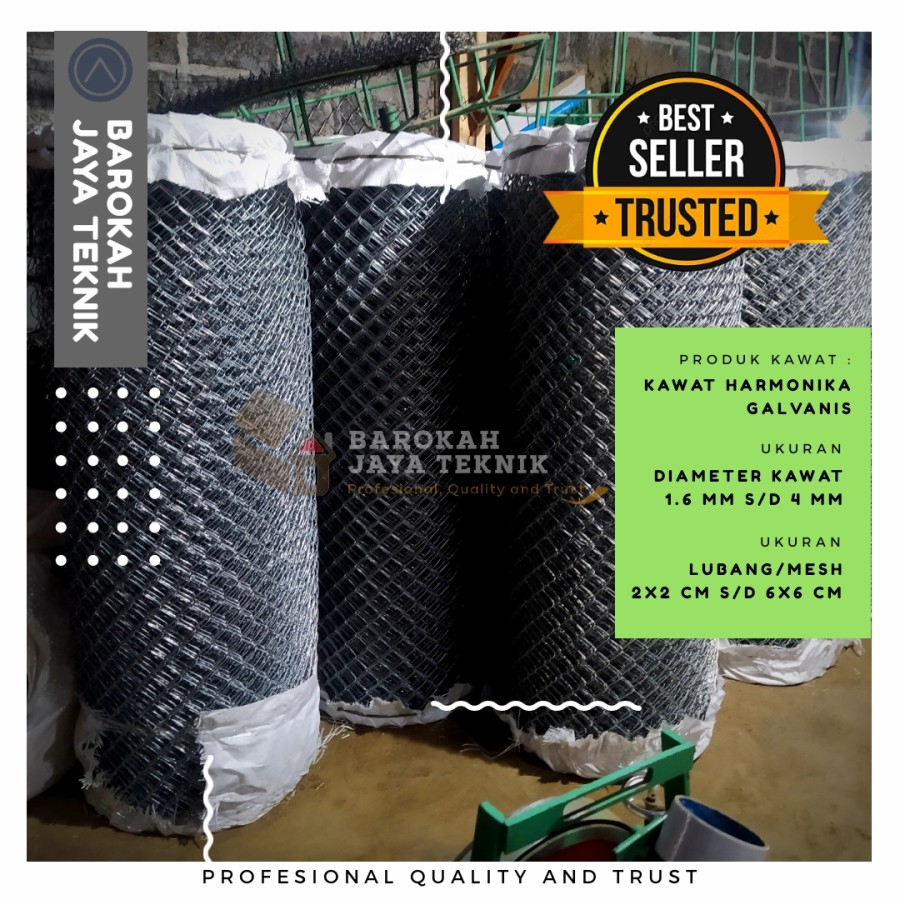 KAWAT PAGAR HARMONIKA GALVANIS LUBANG 2x2 cm