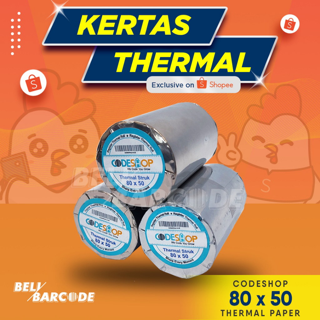 

Kertas Thermal Codeshop 80x50 mm - Struk Kasir Printer 80mm