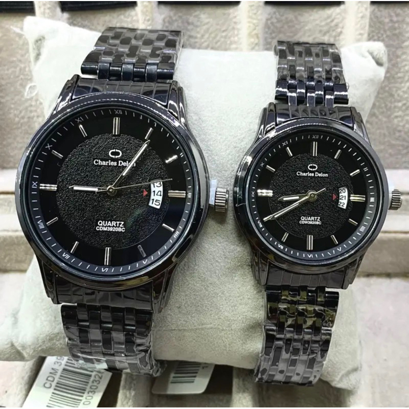 jam tangan couple charles delon rantai TGL aktif original