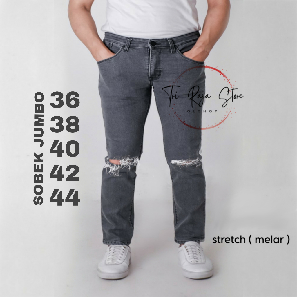 SOBEK JUMBO 35-44 BIG SIZE CELANA JEANS SOBEK PRIA JUMBO CELANA ROBEK PRIA JUMBO / CELANA SOBEK JUMB