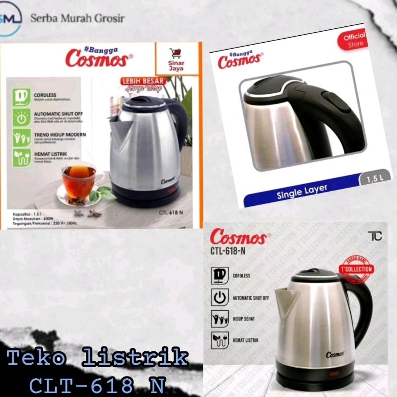 pemanas air/kettle/teko elektrik listrik/cosmos CLT-618N