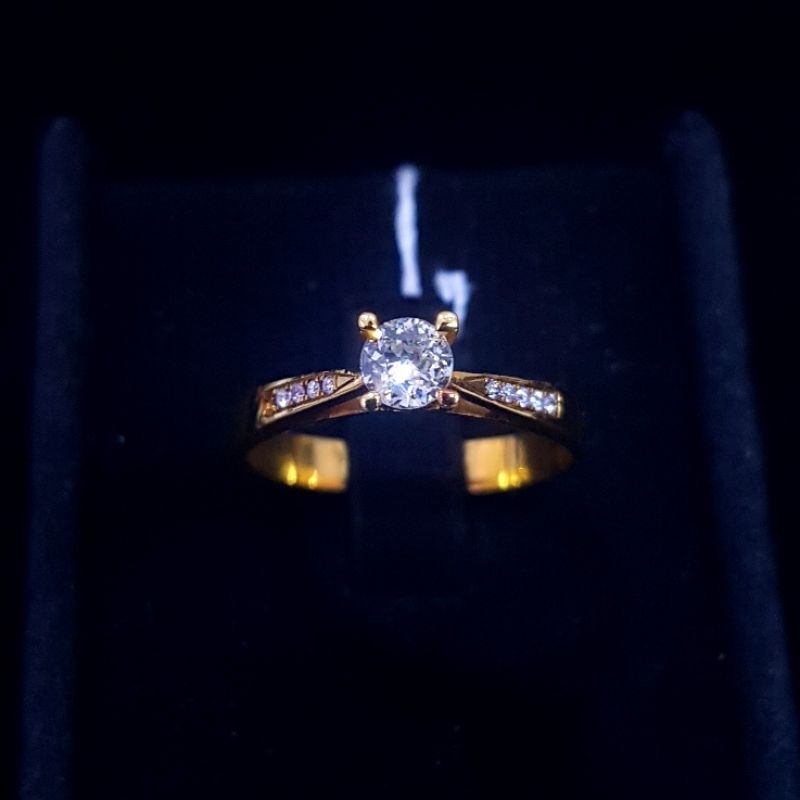 Cincin Berlian Emas kuning Asli Natural