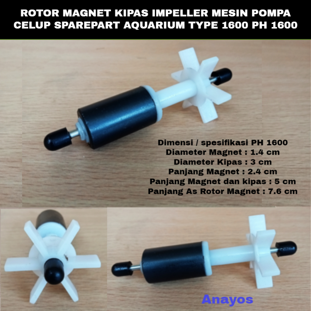 Rotor Magnet Kipas Impeller Sparepart Pompa Celup Aquarium PH 1600
