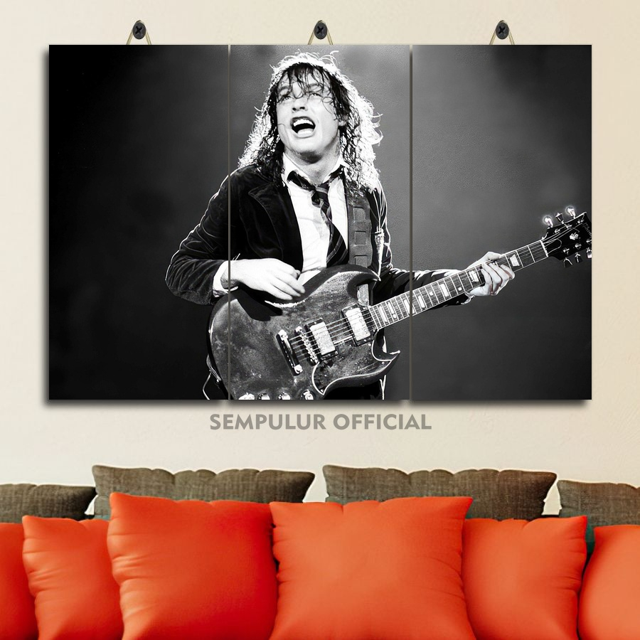 DEKORASI RUANG AC DC BAND 45X30 MULTI PANEL | SEMPULUR OFFICIAL| POSTER KAMAR BAND ACDC | PAJANGAN F