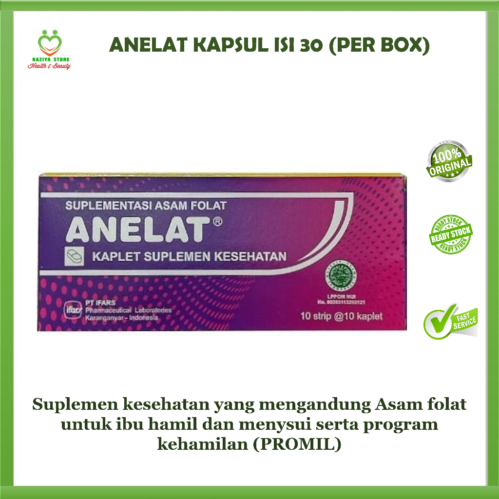 ANELAT ASAM FOLAT 100 Kapsul 1000mcg isi 100 Tablet Folic Acid Suplemen Promil Hamil