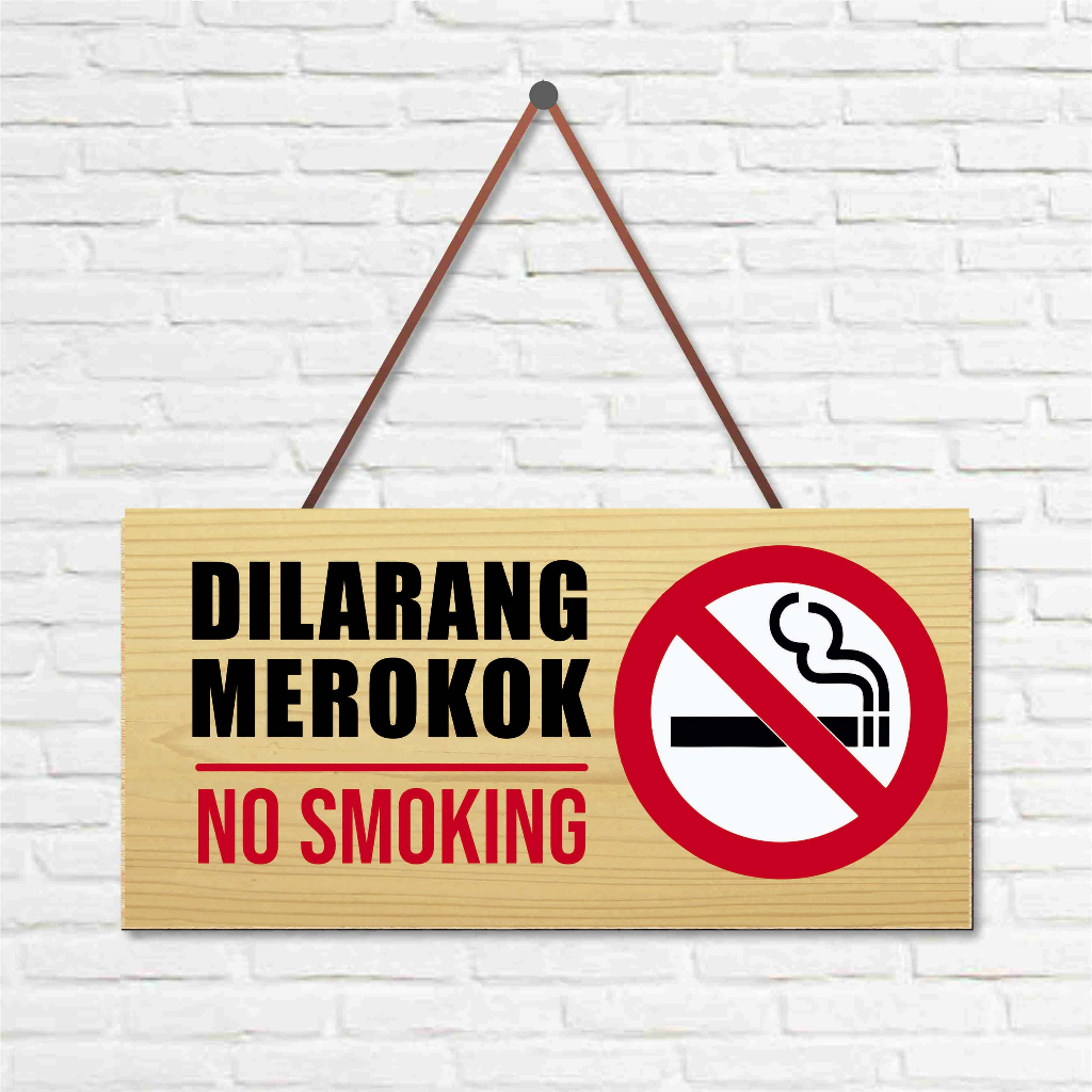 

sign dilarang merokok motif kayu