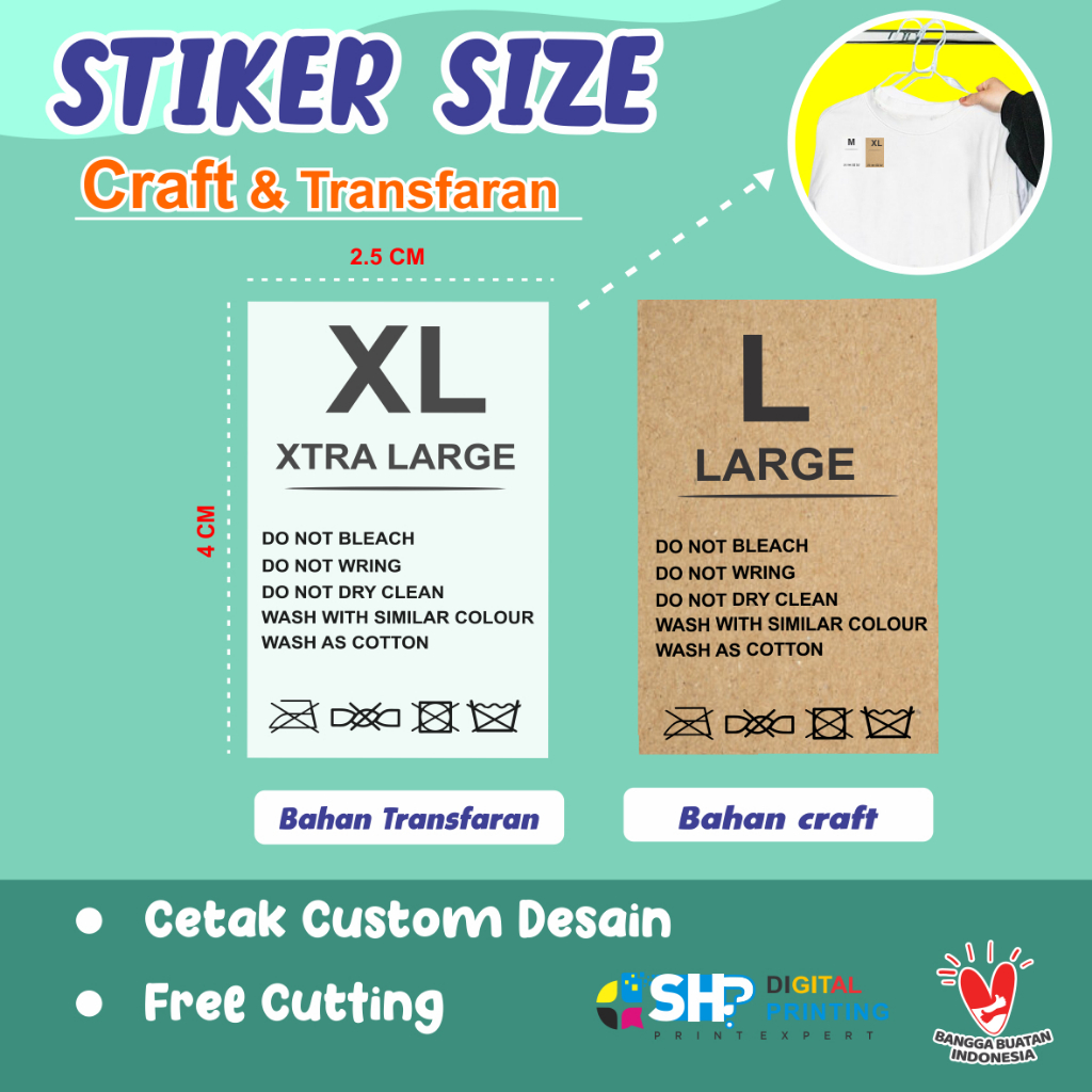 

Sticker Custom Size Tag Ukuran Baju Stiker Size Label Baju