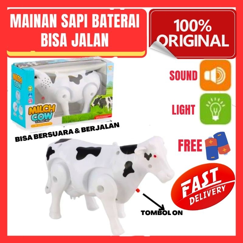 MAINAN ANAK HAPPY COW SAPI BATERAI BISA JALAN GERAK BUNYI MUSIK NYALA LAMPU/MAINAN ANAK HEWAN HEWANA