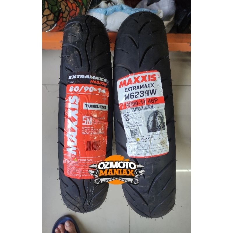 Paket Ban Maxxis Extramaxx 80/90-14 & 90/90-14 (Paket Ban Vario / Mio / Beat / Scoopy / Genio)