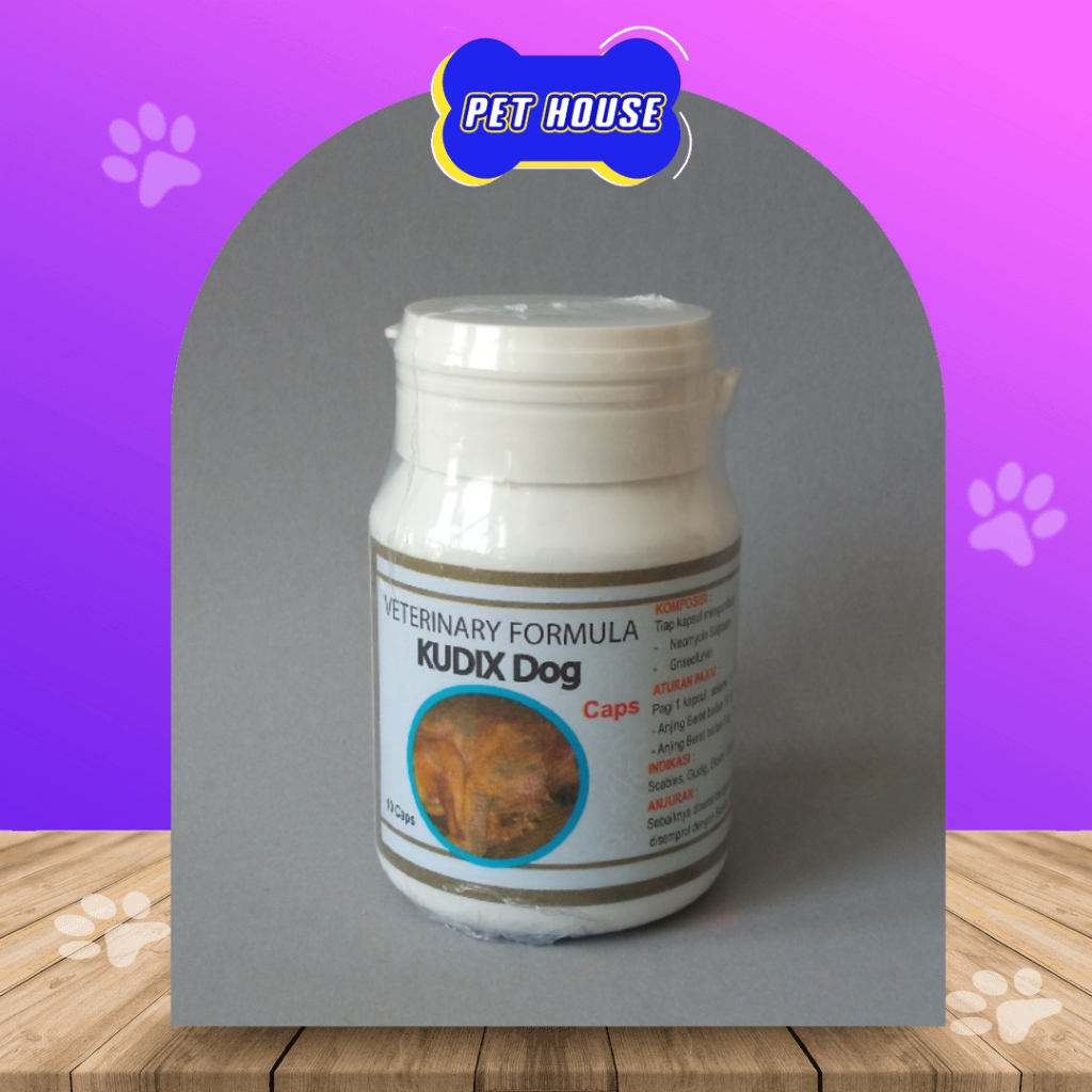 KUDIX DOG 10 CAPSUL - OBAT KUDIX PADA ANJING - PIL MINUM ANTI GATAL SCABIES GUDIG EKSIM KORENG PADA 