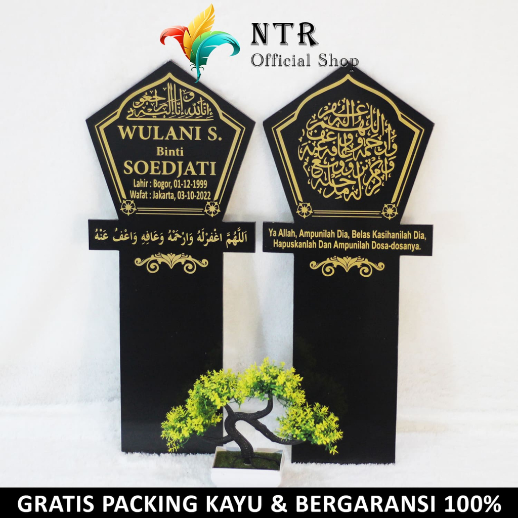 Patokan Tulisan Nama Batu Nisan Tancap Ukir Patok Maesan Makam Kuburan Granit Sepasang Murah Ukiran 