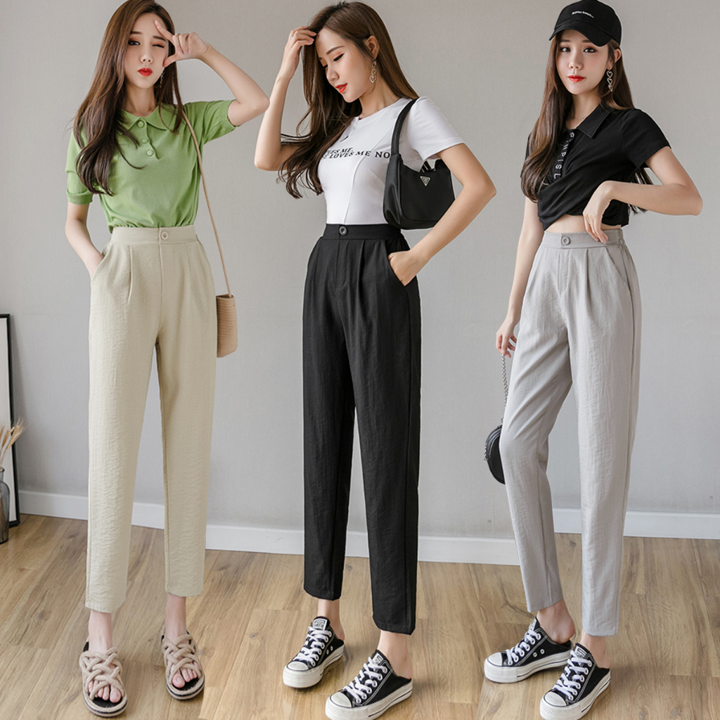 KARAKOREA 532 Linen Long Pants/Celana Linen/Korean Linen Pants/celana wanita/celana kulot/Celana kor