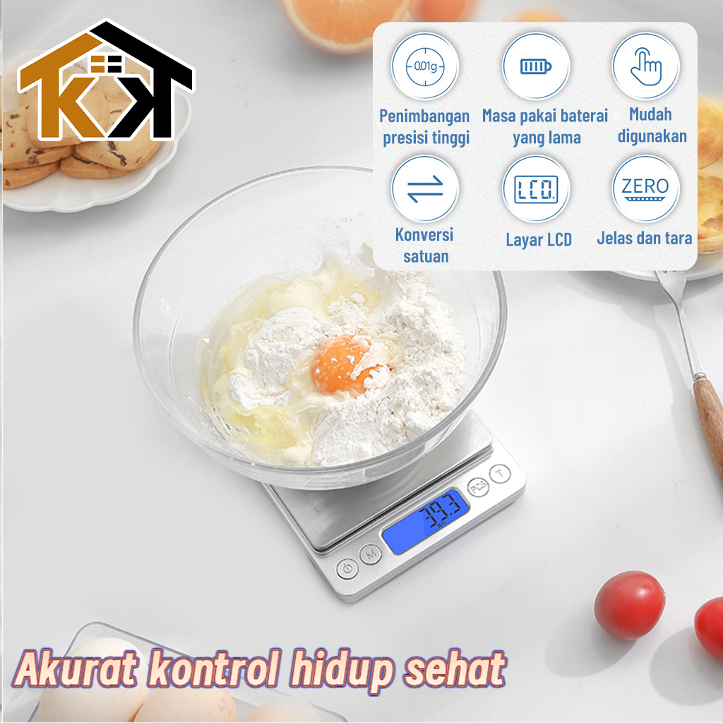 (KK) Timbangan Dapur Digital 3KG Stainless Steel High Quality / Mini Kitchen Digital Scale Kapasitas 3KG Timbangan Kue Buah Tepung Biji bijian Perhiasan Emas