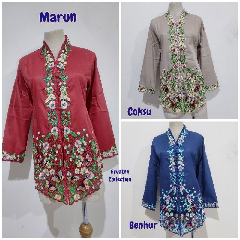 PREMIUM KEBAYA ENCIM KATUN IMA PANJANG BORDIR KOMBINASI KE15 Atasan Kebaya Kartini modern wanita