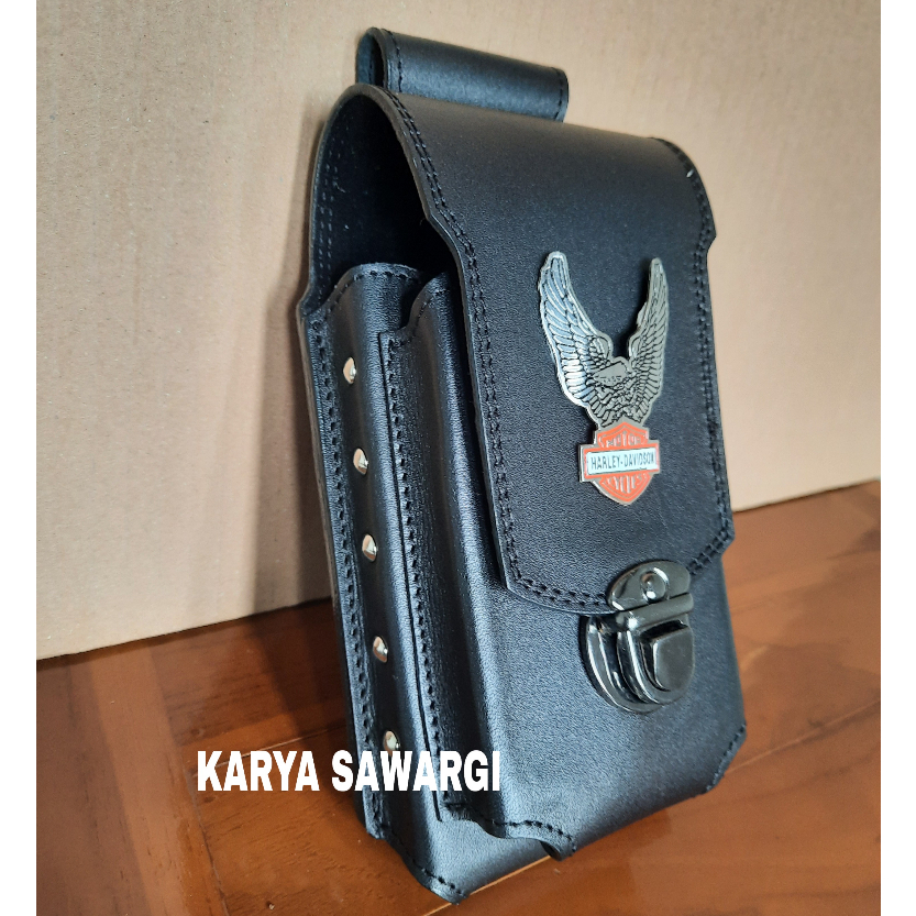 Dompet sarung hp logo harley garuda kulit sapi 100%