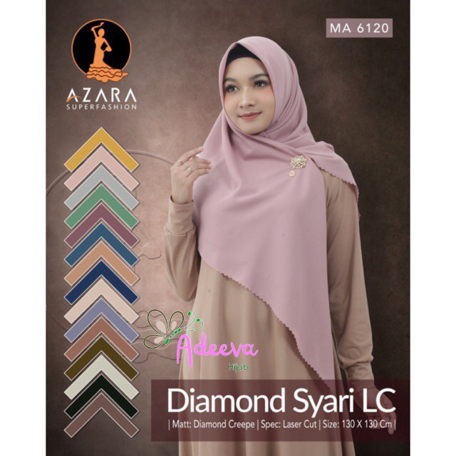 Hijab Segi Empat Azara Polos Syari / Jumbo ( 130X130 cm ) Voal Diamond LC Jilbab Kerudung