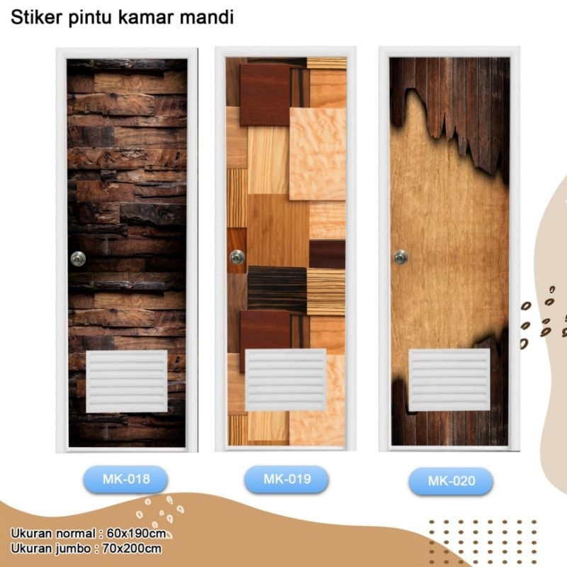 Stiker pintu kamar mandi / Sticker pintu kamar mandi / stiker motif kayu