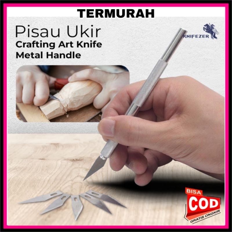 

KNIFEZER Pisau Ukir Seni Hobby Crafting Art Knife Metal Handle - WL-9309 - Silver