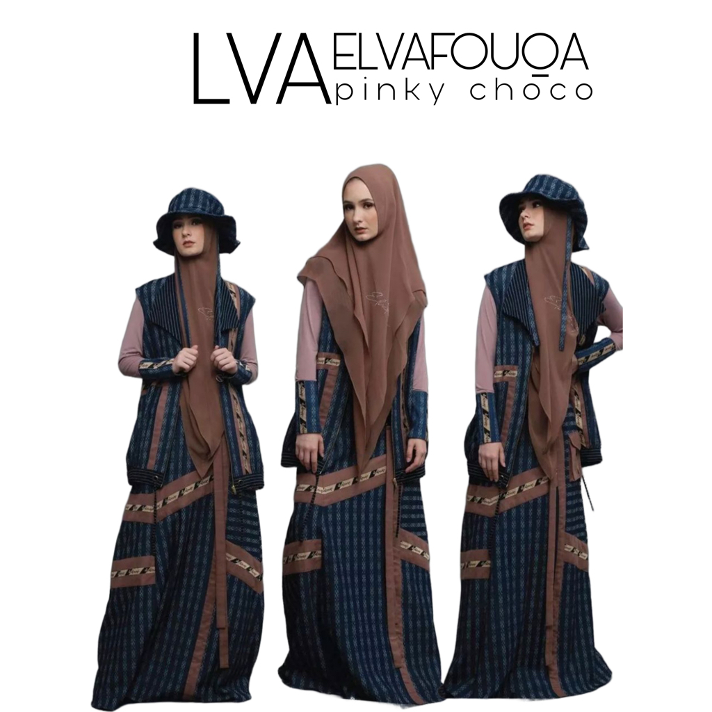 LVA SYARI I ELVA FAUQO I ARICIA SERIES I PINKY CHOCO I DRESS MUSLIMAH I BAJU SET SYARI