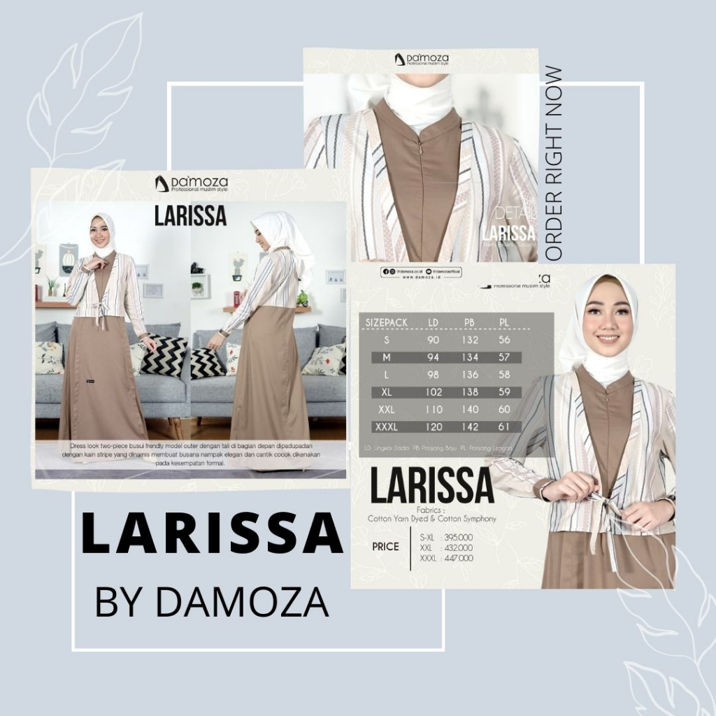 GAMIS TERBARU / GAMIS DAMOZA TERBARU / GAMIS LARISSA BY DAMOZA / GAMIS LARISSA TAWNY BROWN - TUSCANI