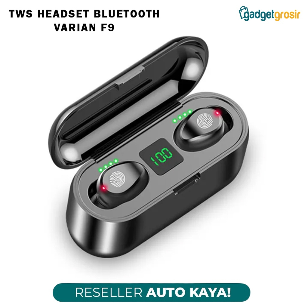 Headset TWS F9 Fingerprint | Handsfree Bluetooth Tws F9 | Earphone Tws Wireles LCD [GLX]