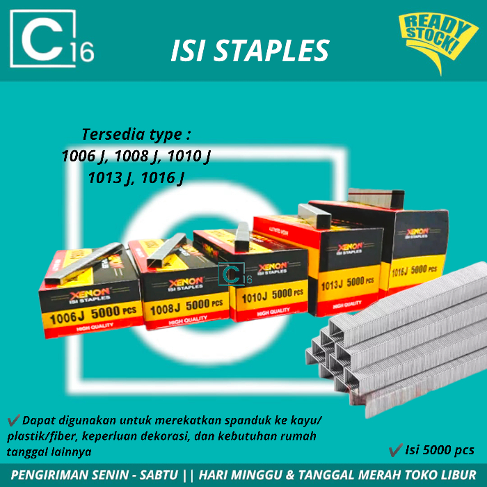 

Isi Staples Paku Tembak 1006J 1008J 1010J 1013J 1016J - Refill Air Nailer Stapler Gun