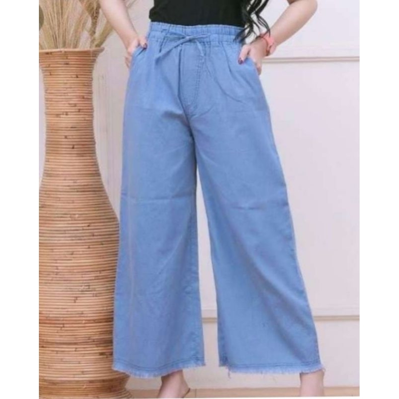 celana kulot wanita semi jeans